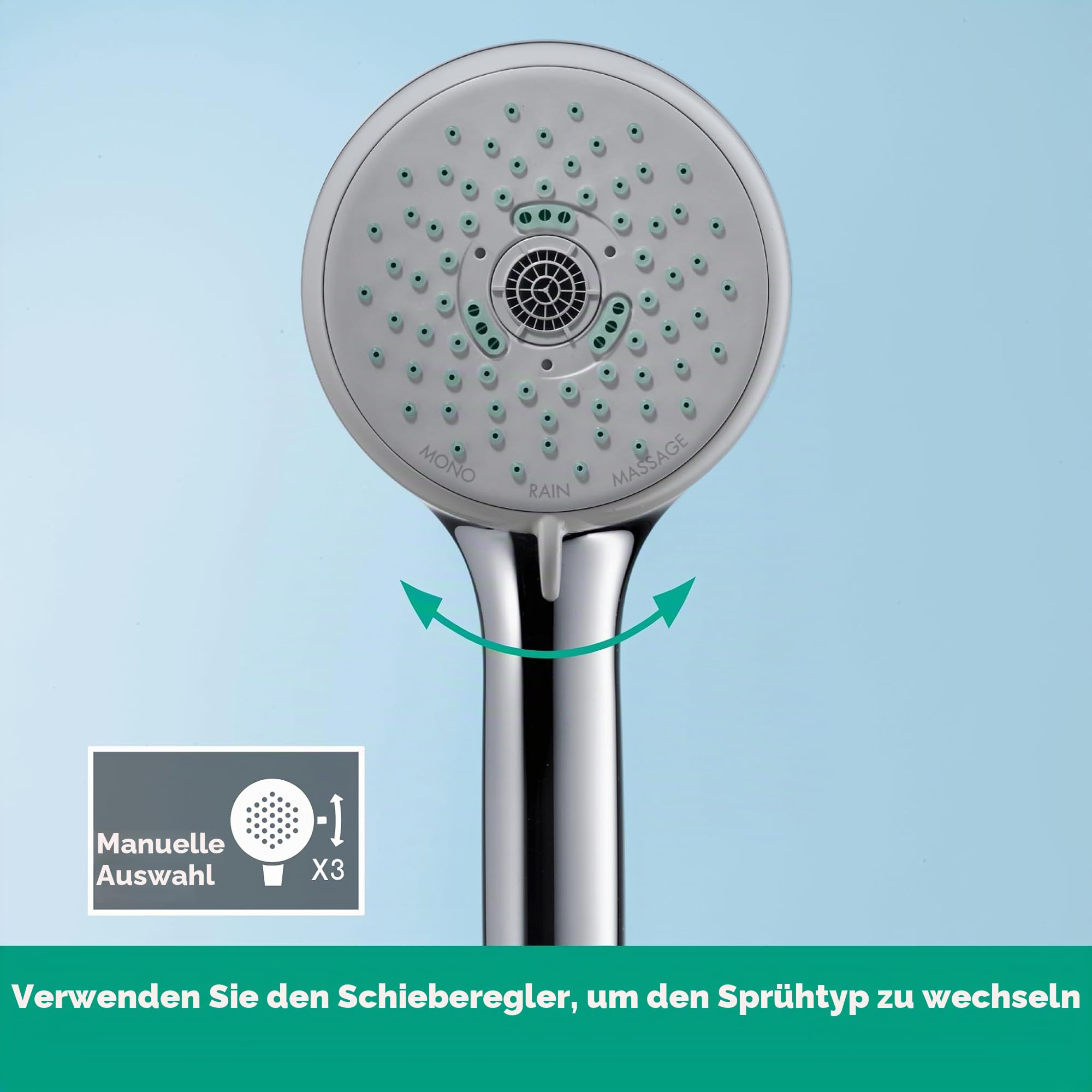hansgrohe Croma 100 Duschkopf, 3 Strahlarten, Chrom