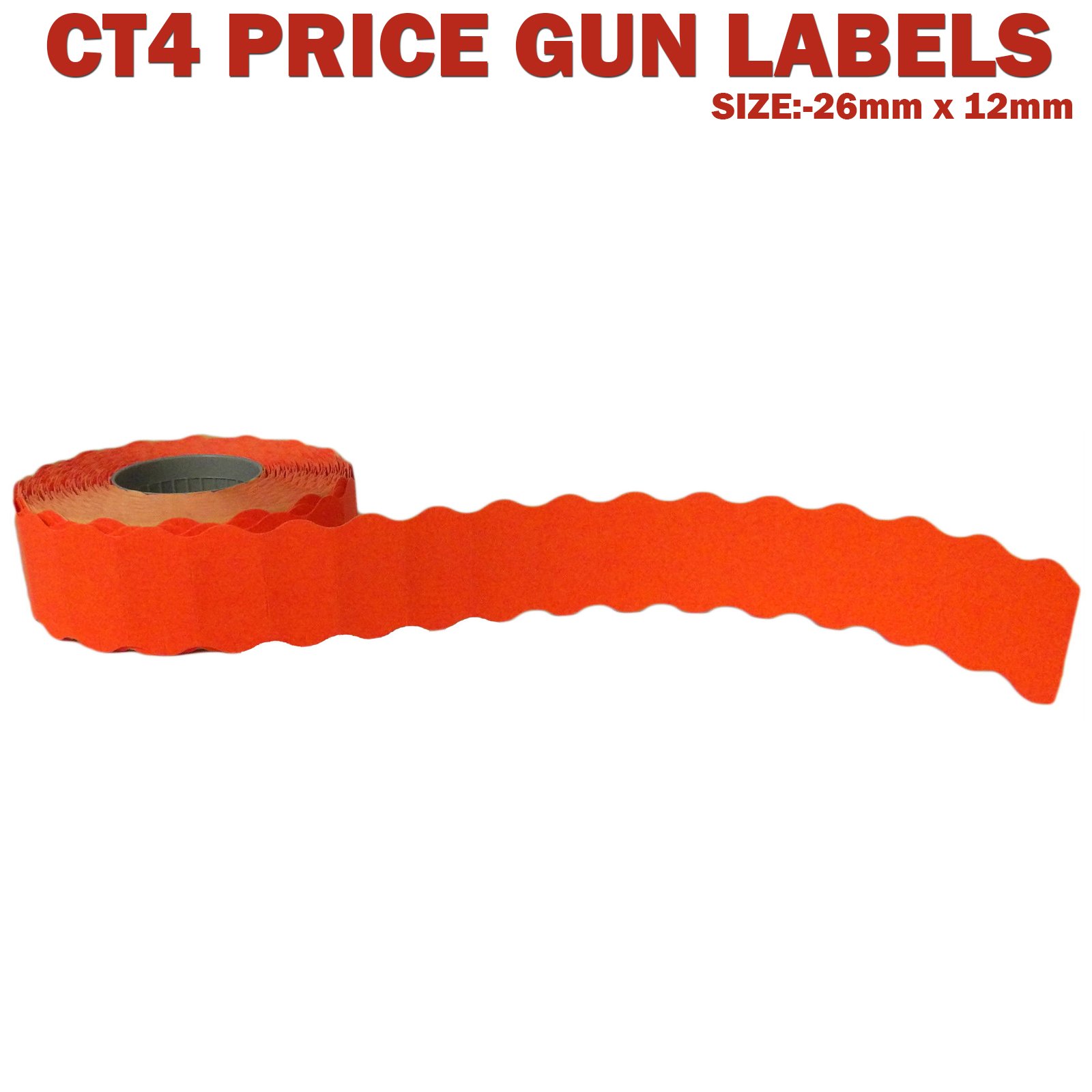 Price Labels Single Line - 26mm X 12mm Fluorescent Red - 10x Rolls Online Ireland | PLAB-SLINE-07