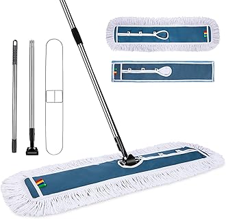 42 Inch Commercial Industrial Mop Dust Mop with 2 Pads, Commercial Mop for Dry and Wet Cleaning, Stainless Steel Handle, Heavy Duty Floor Duster Mop for Warehouse Factory Mall Garage