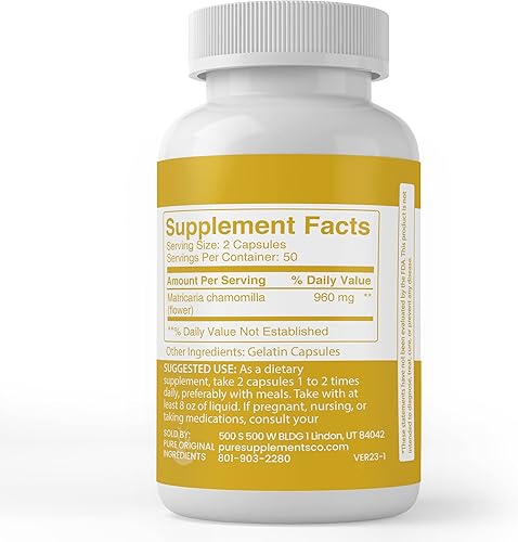 Miniatura 3 de Pure Original Ingredients Extracto de manzanilla, (100 cápsulas) siempre puro, sin aditivos ni rellenos, verificado por laboratorio