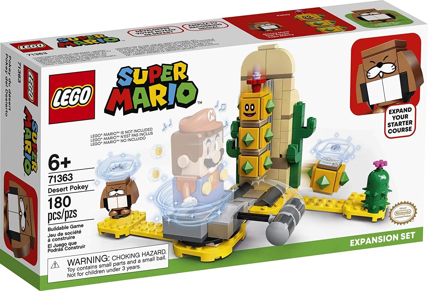 Super Mario Desert Pokey Expansion Set 71363 Building Kit; Toy for Creative Kids to Combine with The Super Mario Adventures with Mario Starter Course (71360) Playset (180 Pieces)