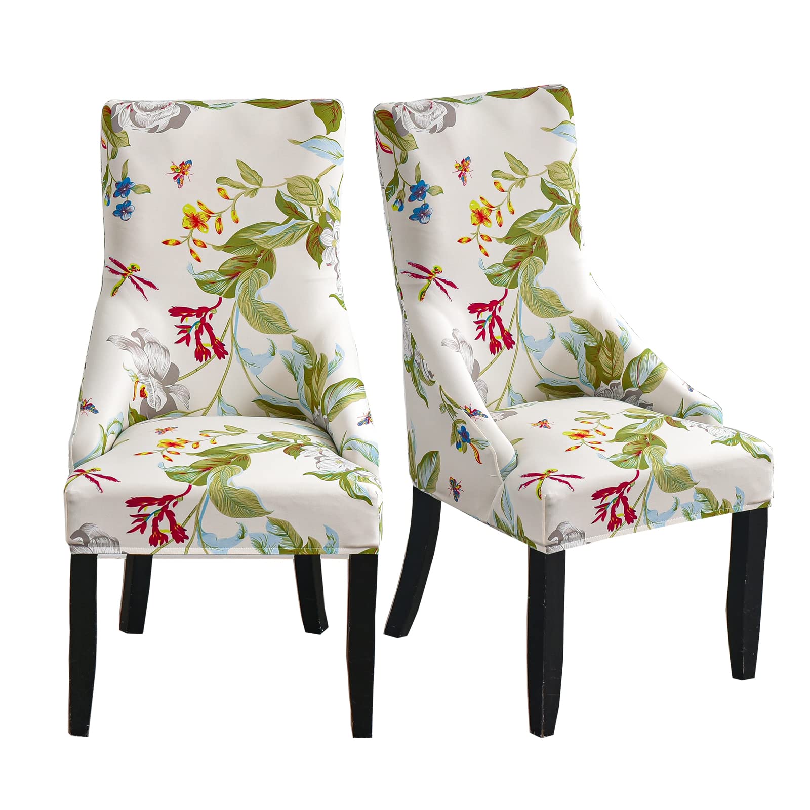 CRFATOP Stretch Armless Wingback Chair Cover Printed Sloping Armchair Cover Reusable Wingback Side Chair Slipcovers Accent Chair Covers for Dining Room Banquet Home Decor (Color 42)