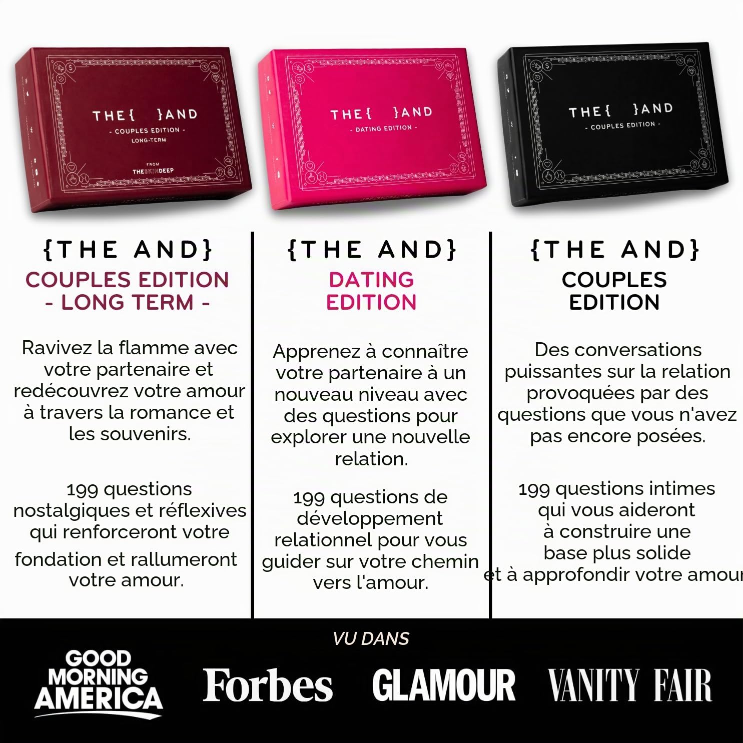 {THE AND} Édition à long terme pour couples – 199 cartes de conversation significatives pour couples – Questions pour reconnecter et approfondir les relations – Jeu de cartes pour couples pour