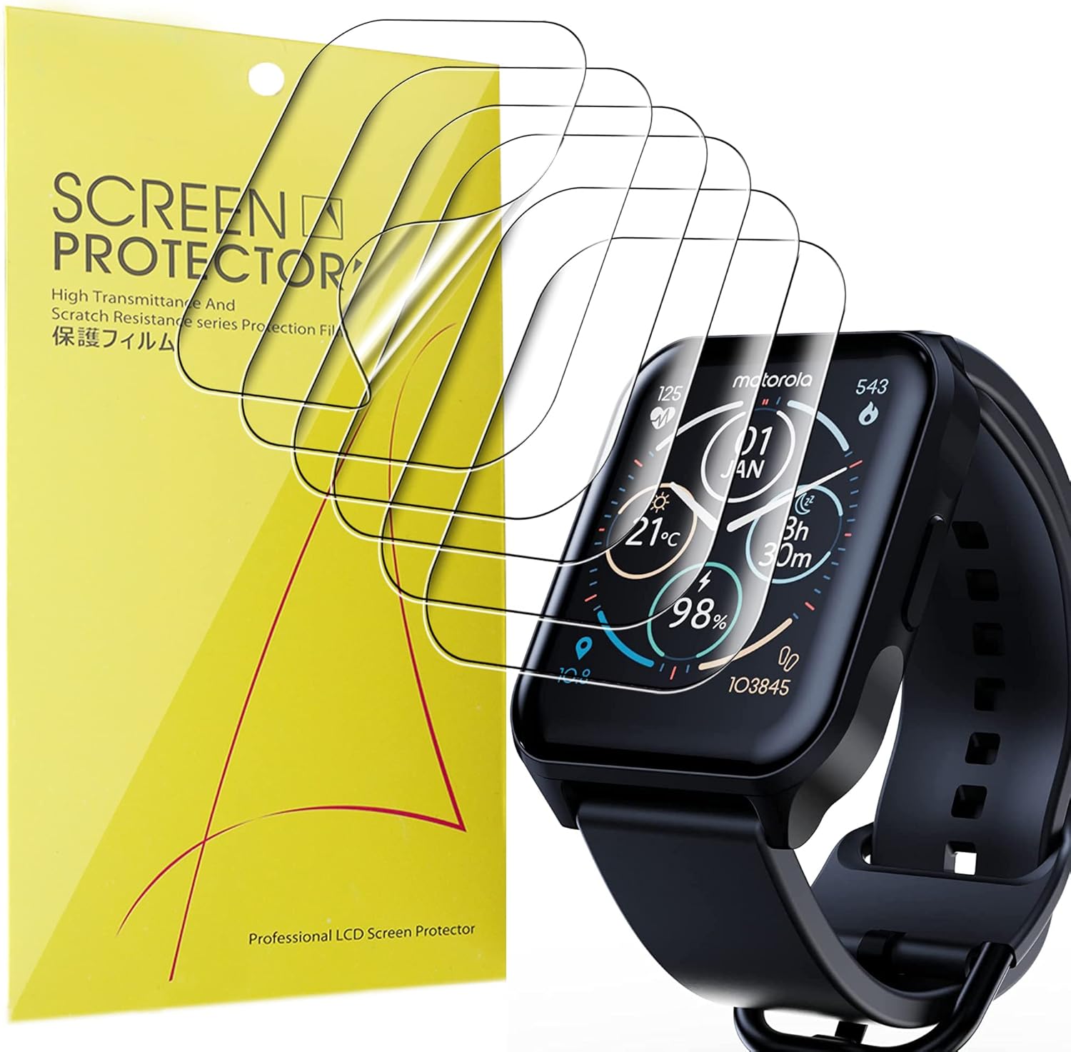 Compatible for Moto Watch 70 Screen Protector, [6 Pack]...
