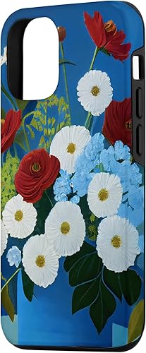 Miniatura 5 de Funda simple para iPhone 11 con diseño de flores florales color rojo blanco y azul brillante