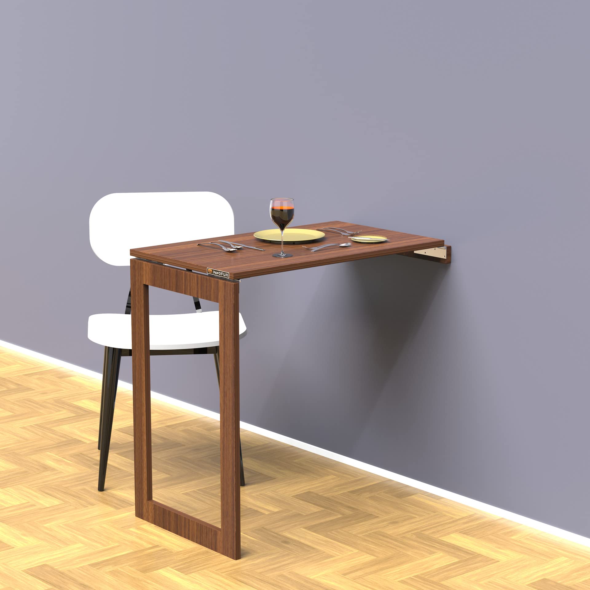 InnoFur Alice Wall Mounted Folding Dining & Study Table - Laptop & Utility Table (Brown, Small 75CM x 45CM) 1