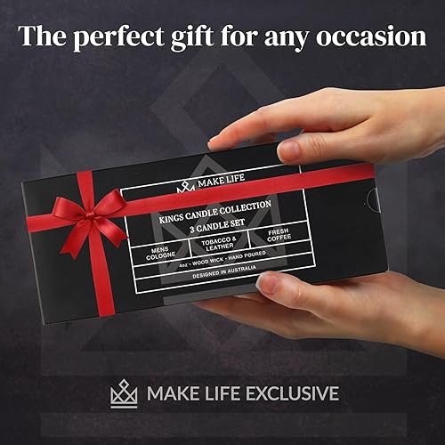 Miniatura 7 de Juego de 3 velas perfumadas de 4 onzas para hombres, juego de regalo Almohadilla de soltero Velas de aroma masculino crepitantes de Woodwick