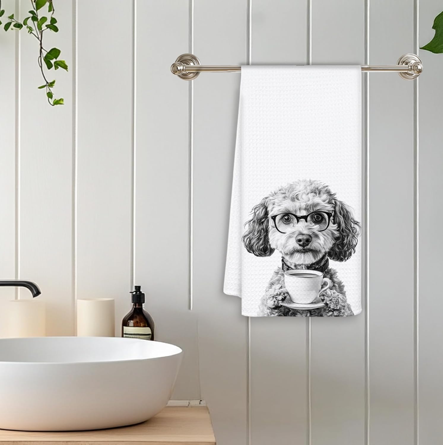 Funny Poodle Kitchen Towels, Poodle Gifts for Women Dish Tea Towels, Black and White Dog Lovers Owner Gifts Hand Towel for Kitchen, Coffee Bar Station Decor, 16x24 Inch - Image 5