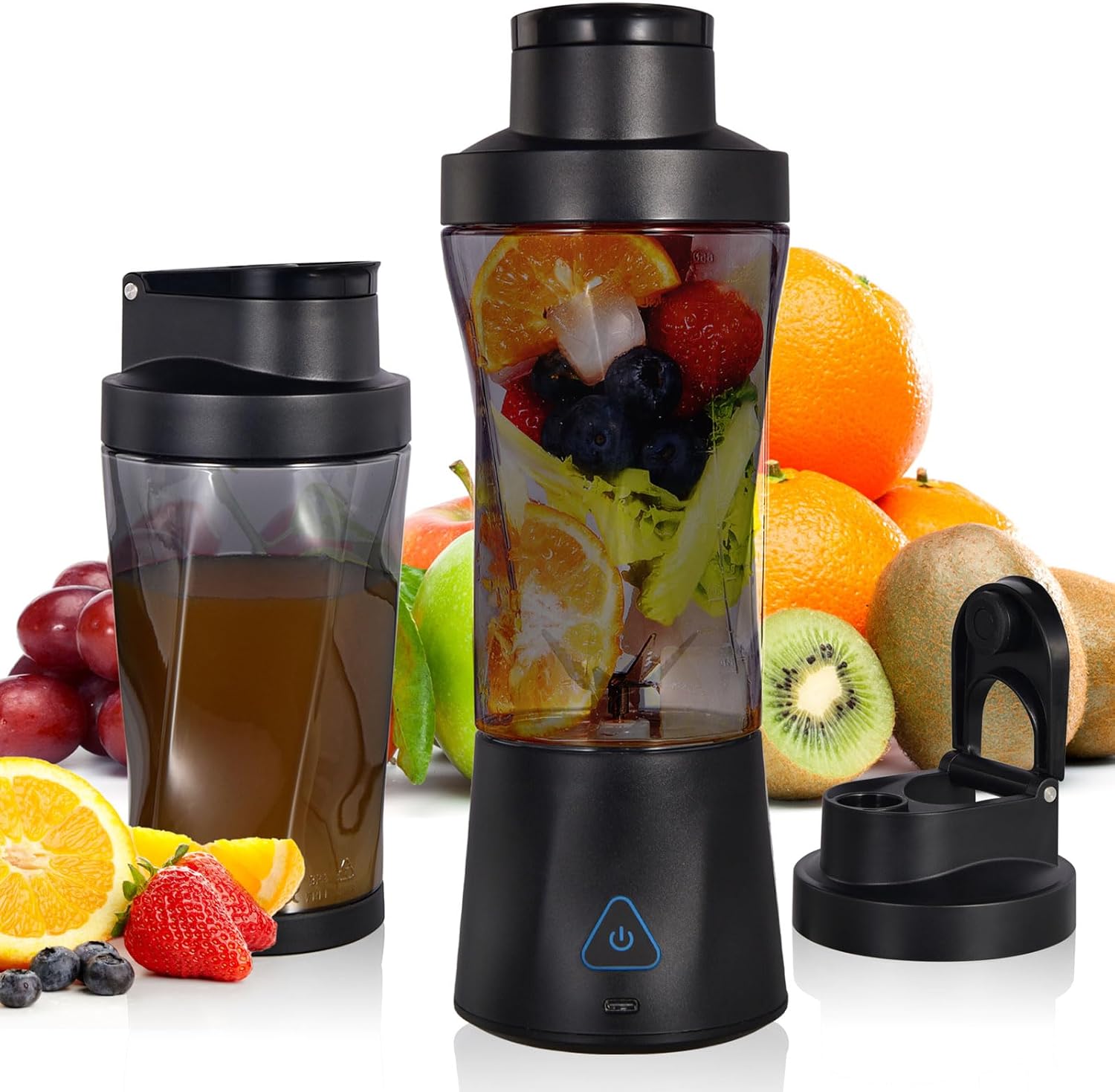 3.16oz Cordless Mini 213 Watt Portable Blender-for Smoothies Freshly Squeezed Juices 1254mAh Self Cleaning and BPA Free Portable Juicer with 3.2 Sharp Blade QINHEIDE
