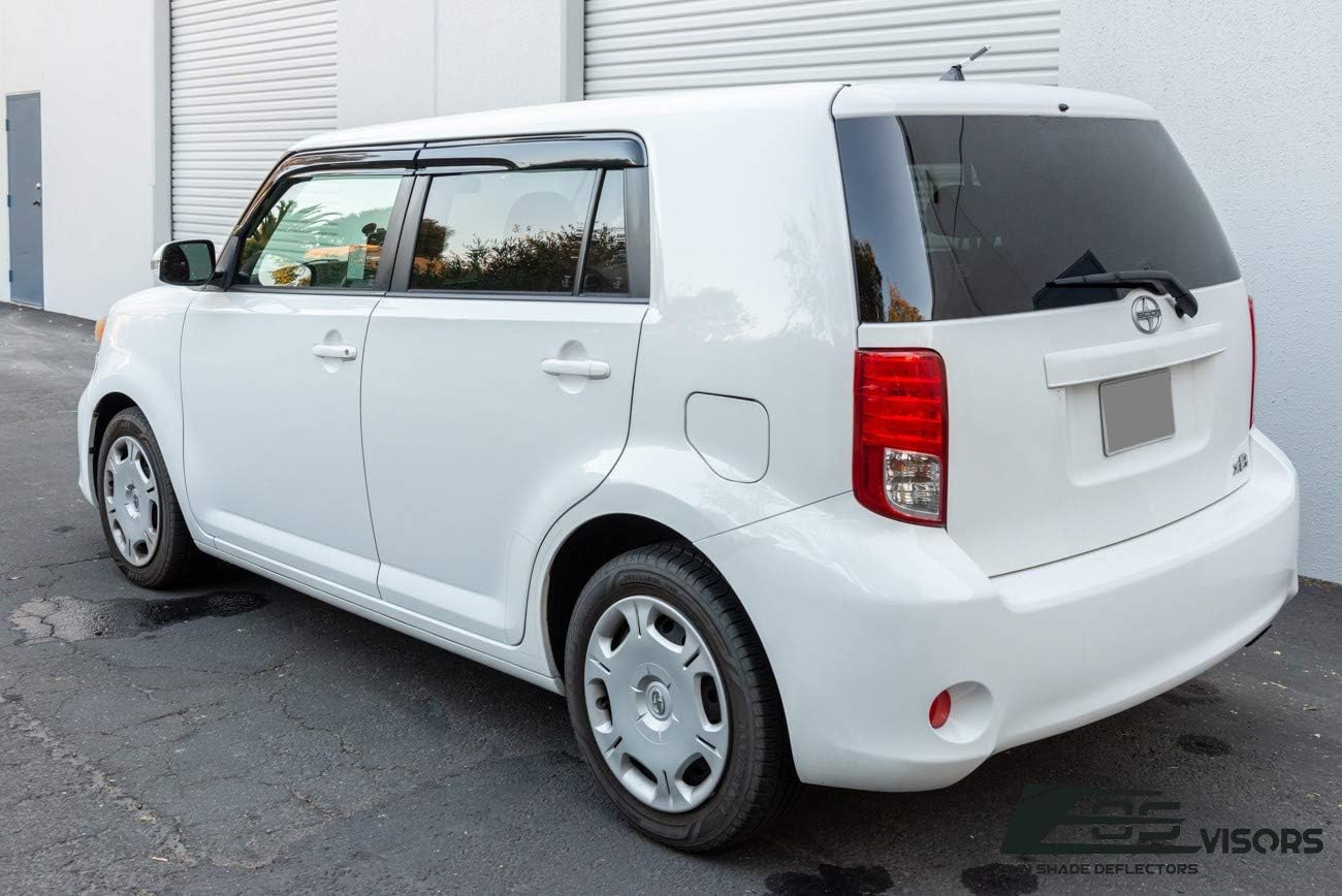 Replacement for 2008-2015 Scion xB | EOS Visors JDM Mugen Tape-On Style Smoke Tinted Side Vents Window Rain Guard Deflectors