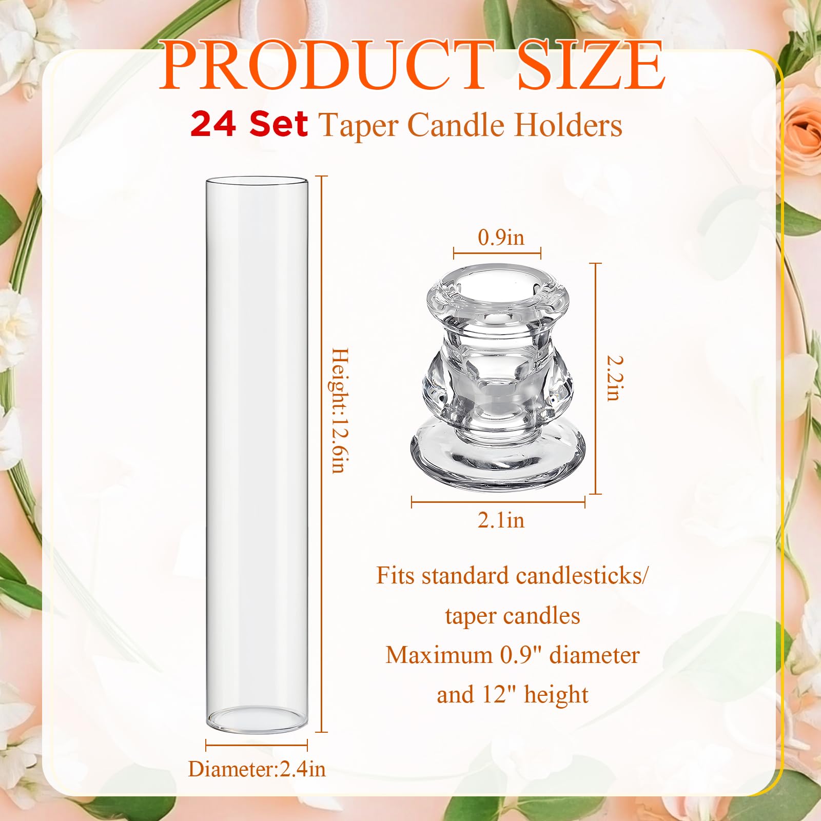 Teenyyou 24 Set Glass Hurricane Candle Holders 12.6