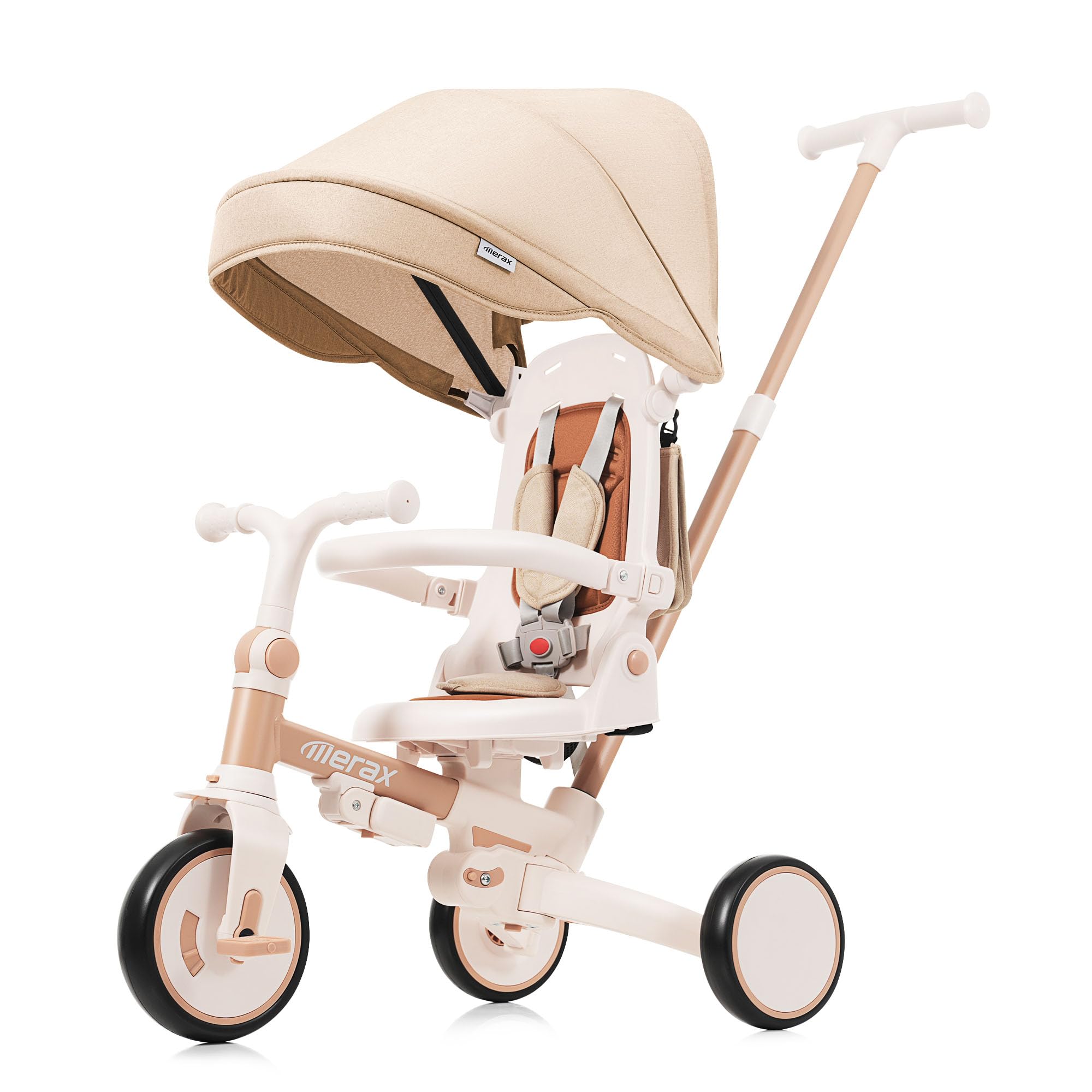 Merax 7-in-1 Toddler Trike Collapsible Frame Kid Rider Tricycle with Removable Pedal Ages 1Y-6Y