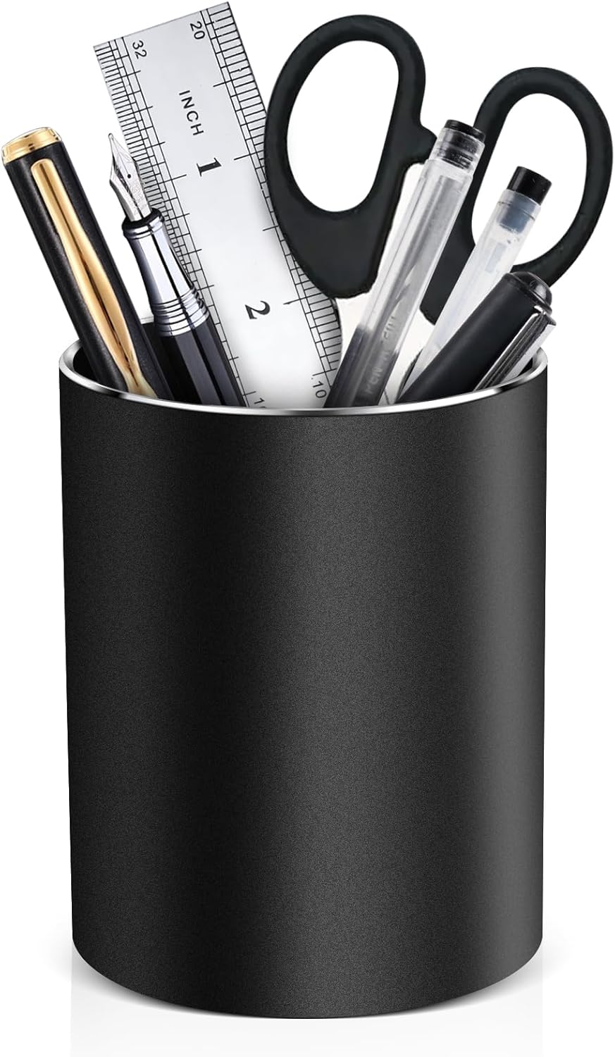 Metal Pen Holder for Desk Round Aluminum Desktop Organizer