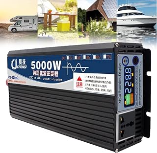 Pure Sine Wave Power Inverter 3000W/4000W/5000W, DC 12v 24v 48v 60v to AC 110v-220v Converter with Smart Color Screen and Outlets, for Refrigerator, Freezer, Washing Machine,3000W-12Vto110V