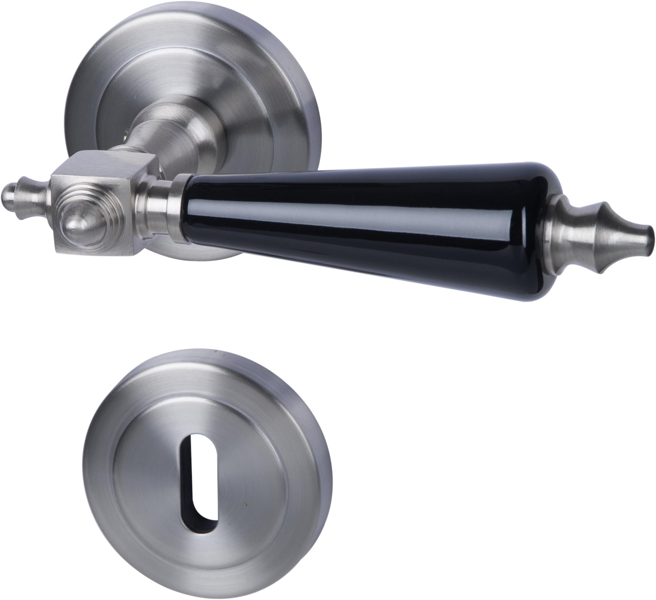 South Metal 32781500 Door Fitting with Knob Platon R Rosette Fitting, Frosted/Stainless Black for Internal Doors