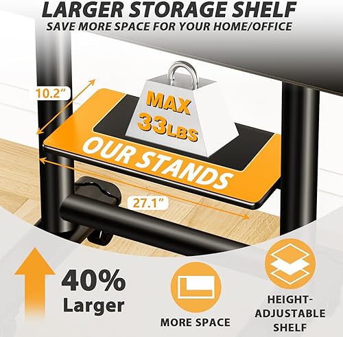 Miniatura 4 de TVON Carrito de TV móvil resistente para televisores grandes de 50 a 92 pulgadas de hasta 200 libras, soporte de TV rodante ajustable en altura con