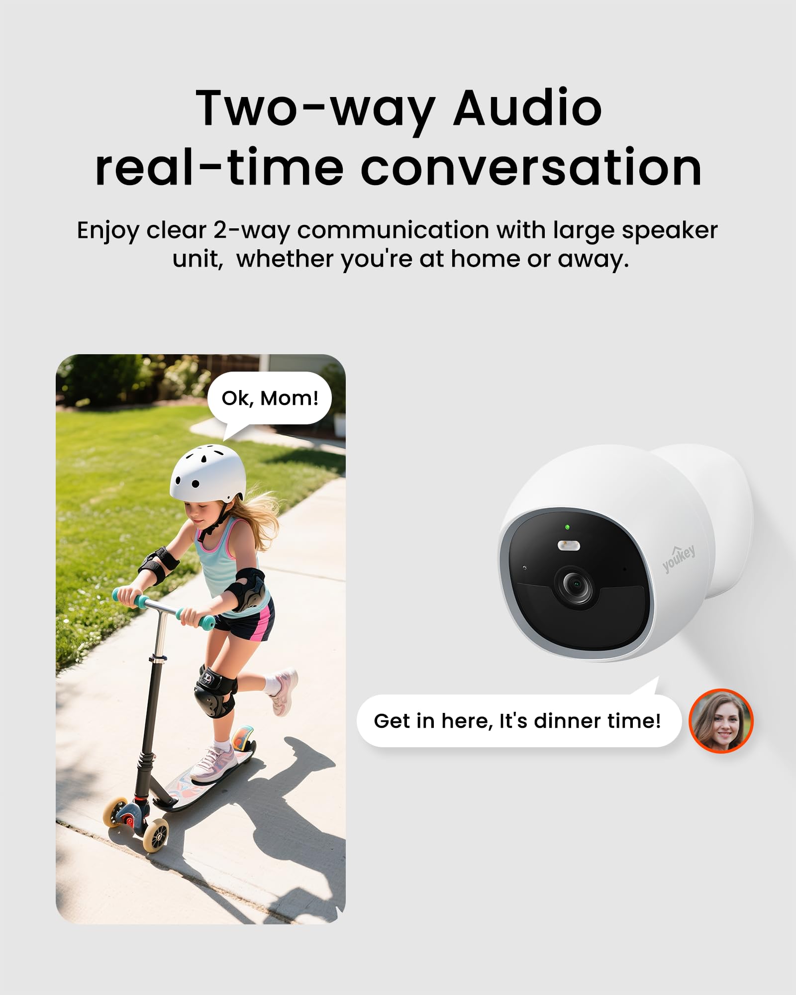 youkey S320 - Cámara magnética sin cables 2.5K QHD cámara de seguridad con WiFi 6 de doble banda, almacenamiento integrado de 8 GB, visión nocturna a color, detección de mascotas humanas, IP65, sin
