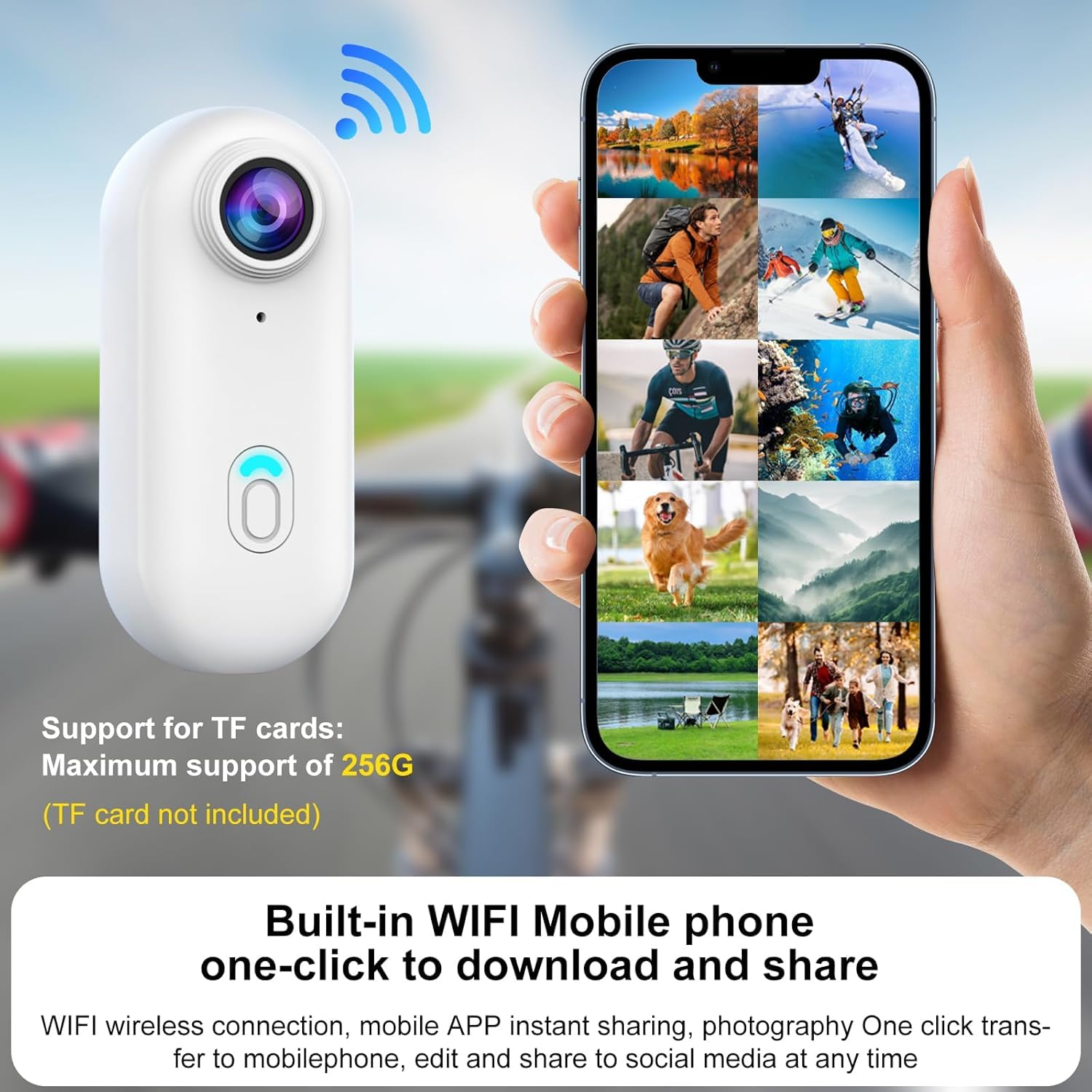 OBEST Mini Action Cam 1080P, Telecamera Vlog Magnetica Portatile, Impermeabile 30M con Custodia, 128G TF, Clip 360°, per Viaggi Gatti Animali Domestici