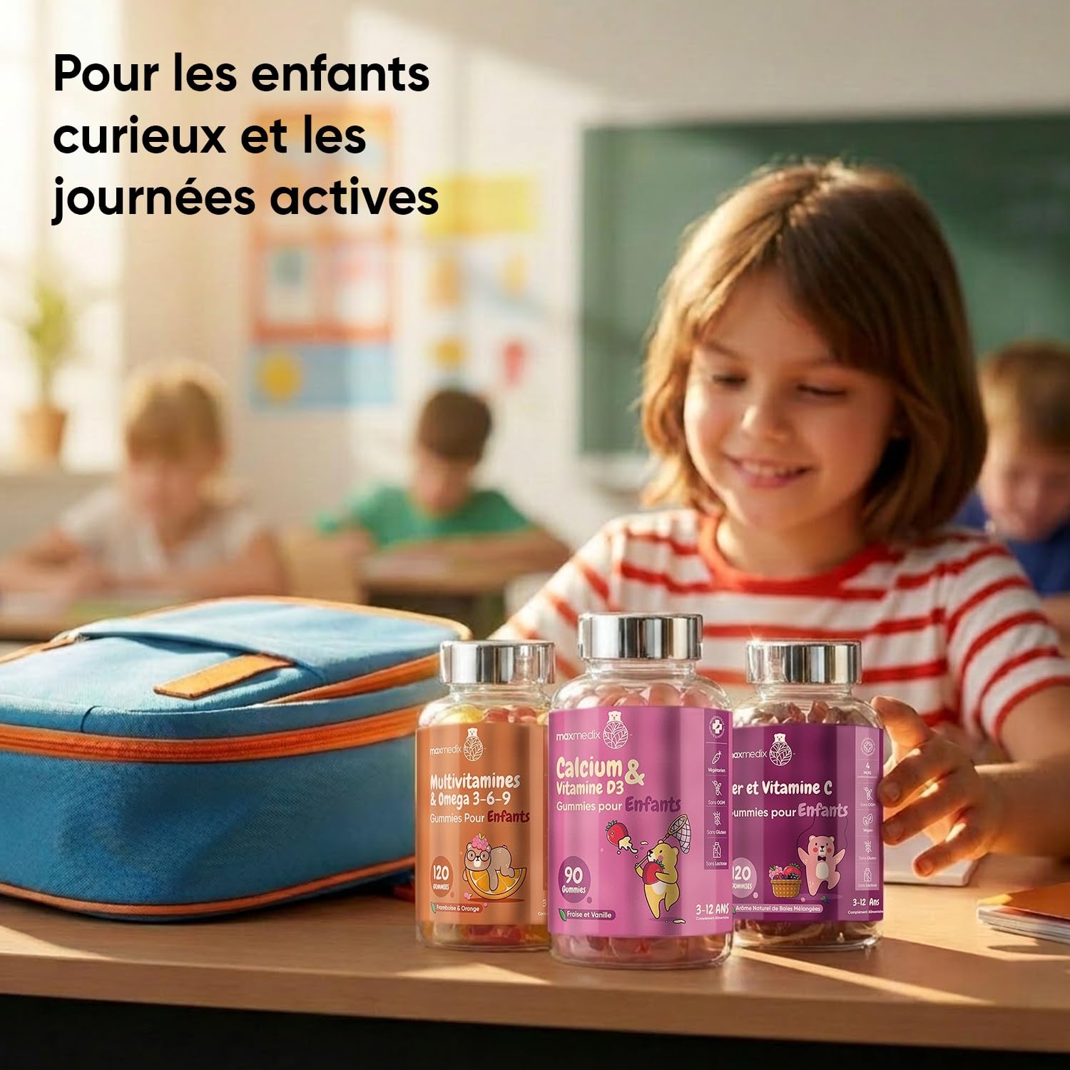 Vitamine Enfant Gummies dès 3 Ans - Multivitamines avec Oméga 3 6 9, Fer avec Vitamine C & Calcium et Vitamine D Enfant Gummies