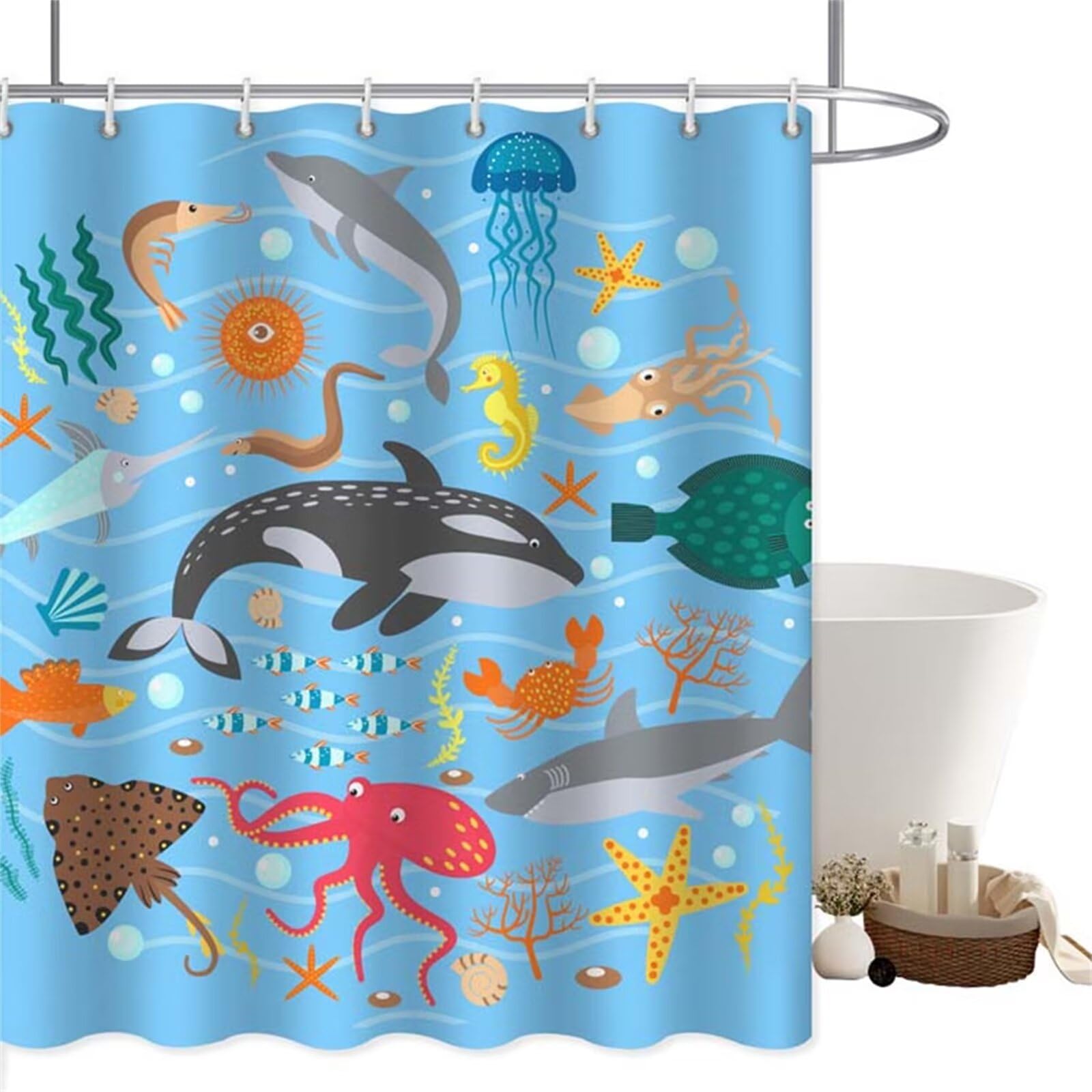 Tenda Doccia Stile Marinaro 90x180cm - Impermeabile, Antimuffa, Con Ganci Per Bagno E Hotel - Foto 11