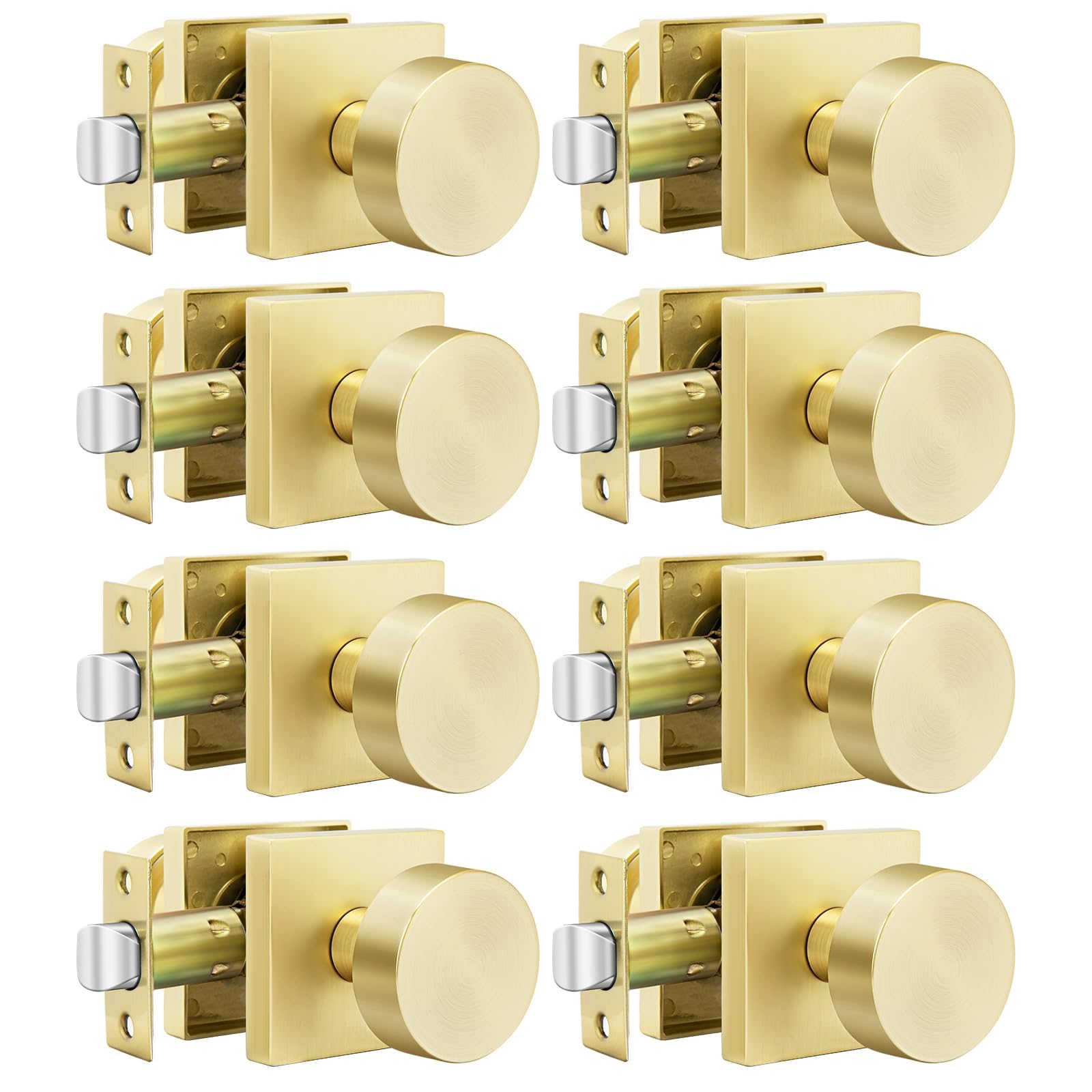 Gold Door Knobs - 6 Pack Zinc Alloy -16