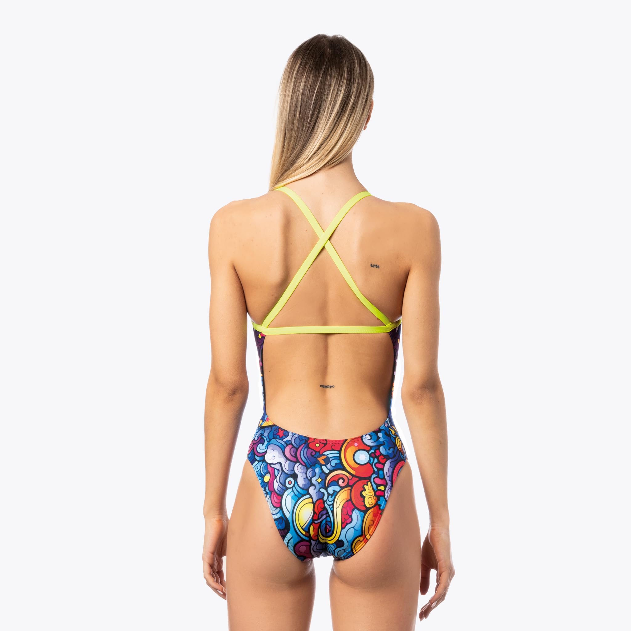 Okeo Costume Piscina Donna, Costume Nuoto Donna, Intero Gaia, Tessuto Tecnico X-Play, Sgambatura Alta, Resiste ad Abrasioni e Pilling, Ideale per Training