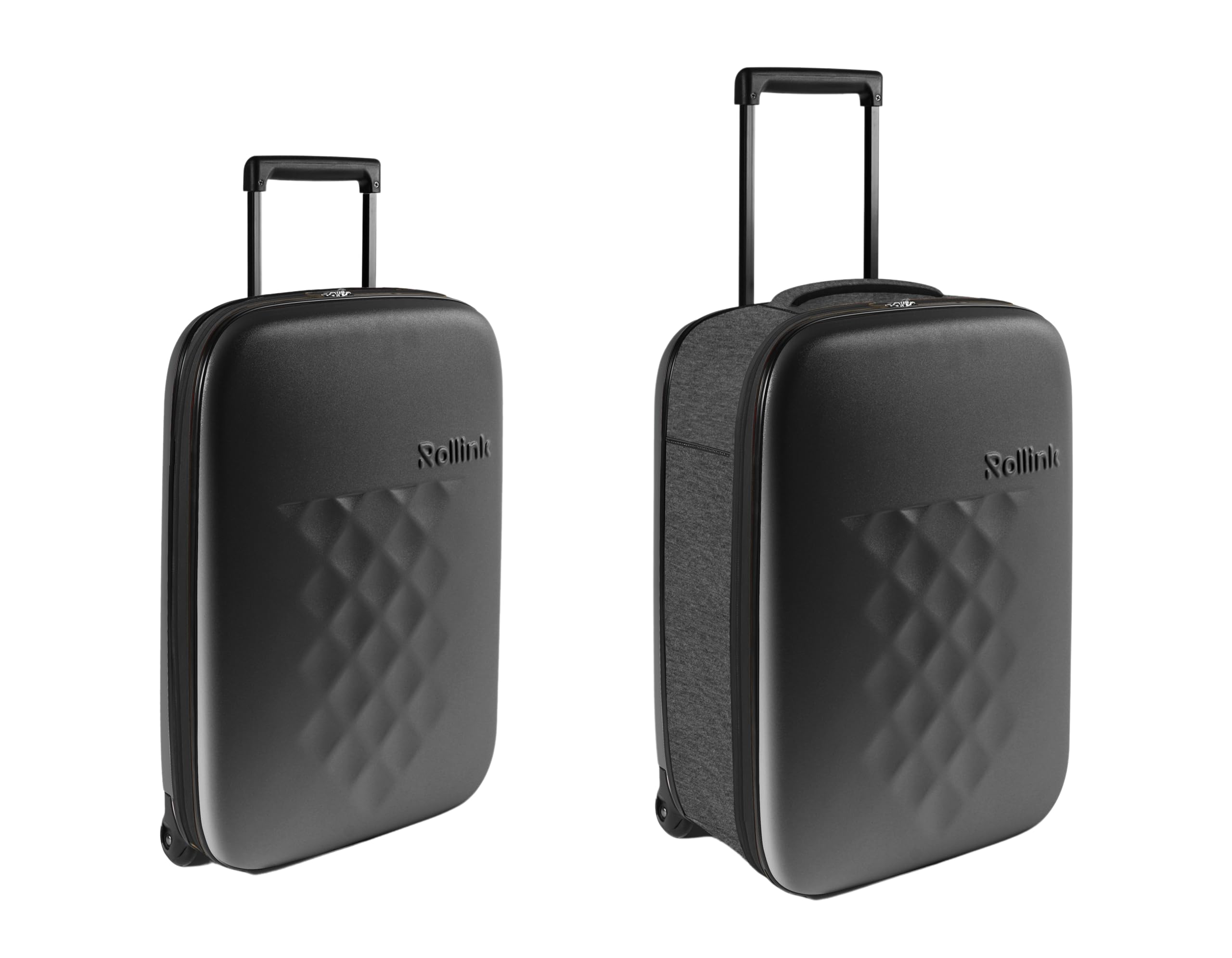 RollinkFlex Earth Collapsible Suitcase - Cabin Luggage, Carry on Suitcase - Hardshell, Silent, Coated Wheels for Smooth Gliding, Scratch, Water & Impact Resistant, Gray, 21-Inch, Foldable