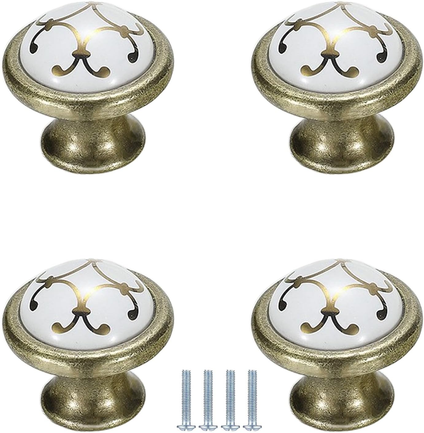 Cabinet Knobs 4 Pack Vintage Drawer Ceramic Pulls Wardrobe Round for Cabinets Kitchens Bathroom Wardrobes