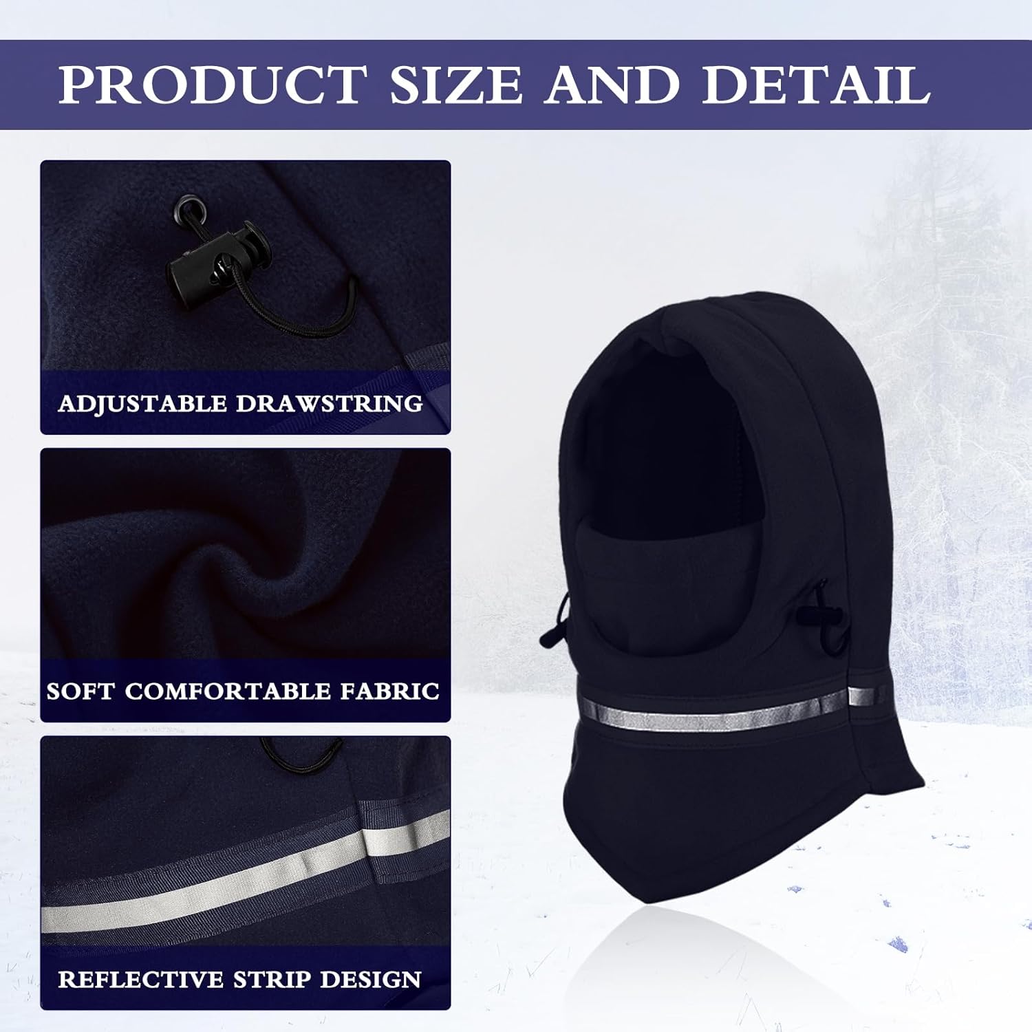 Suhine 12 Pcs Winter Reflective Balaclava Mask Thermal Full Face Neck Cover Hat Adjustable High Visibility Outdoor