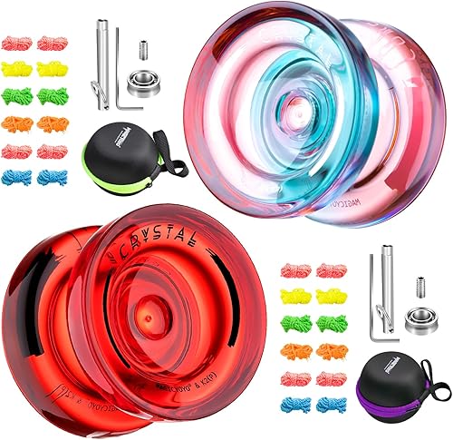 Yoyo Yoyo - Paquete de 2 Yoyo para niños, Yoyo profesional K2 Crystal de doble propósito de plástico para principiantes, Yoyo truco sin respuesta