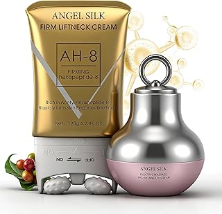 Angel Silk AH-8 Firming Neck-Eye Cream Bundle, Tightening & Revitalizing Set, Electric Massage Eye Cream with Red Light, Firm Smooth of Eye Fine Lines, Anti-Wrinkle Deep Moisturizing Skincare
