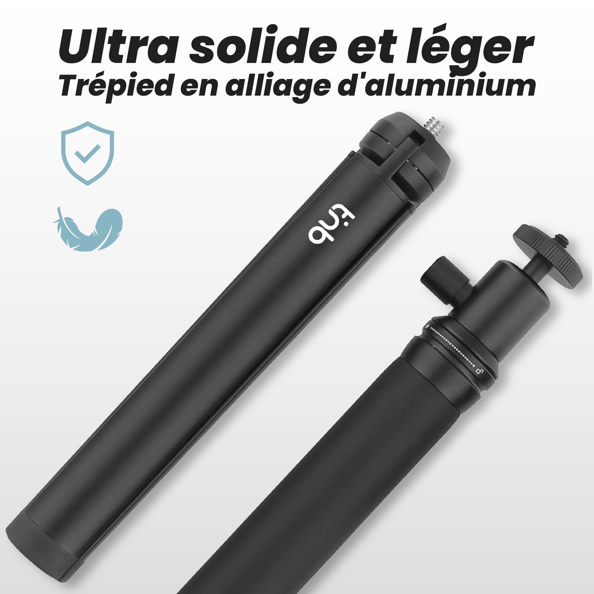 T'nB - Trépied Téléphone, Pack Voyage 4 en 1 avec Perche Selfie, Noir