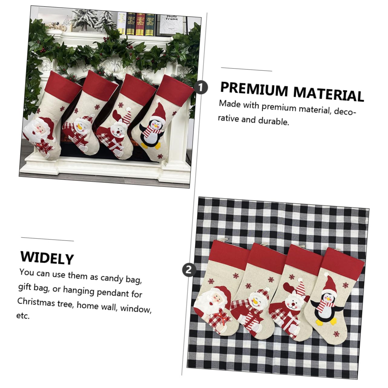 OUNONA 12 STK Weihnachtssocken Sockenbeutel Strümpfe Dekoration Strümpfe Rentierstrumpf Weihnachtsbonbonstrümpfe Weihnachtsschmuck Geschenktüte Vlies