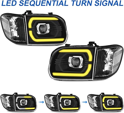 Miniatura 7 de Conjunto de faros delanteros de proyector DRL secuencial LED 500% más brillante, apto para Toyota Tundra 2005 2006 Toyota Tundra 2005-2006 doble