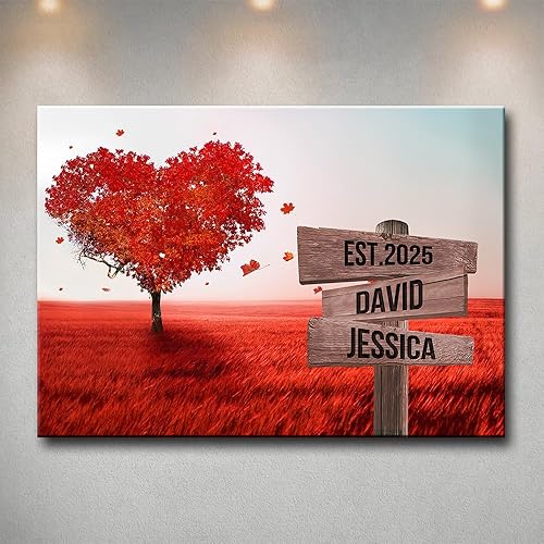 Miniatura 22 de Rótulo de calle vintage personalizado en lienzo para parejas – Arte de pared en cruz con nombre y fecha personalizados, póster o impresión en lienzo