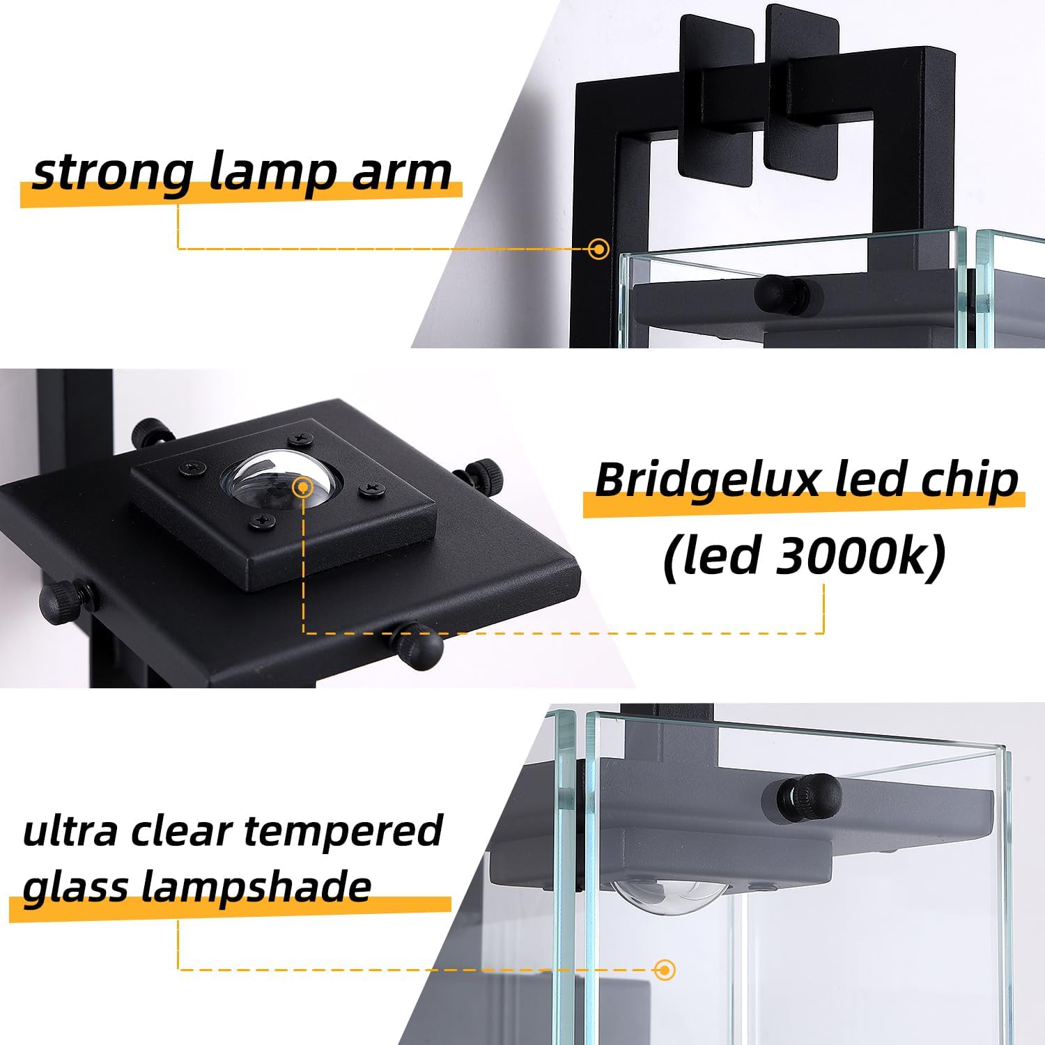 Modern Outdoor Black Wall light Fixture LED Warm 3000K Triac Dimmable H16.34 Inch Waterproof Hardwired for House Patio Garage Porch Wall Mount exterior Sconce lámparas para exteriores de pared