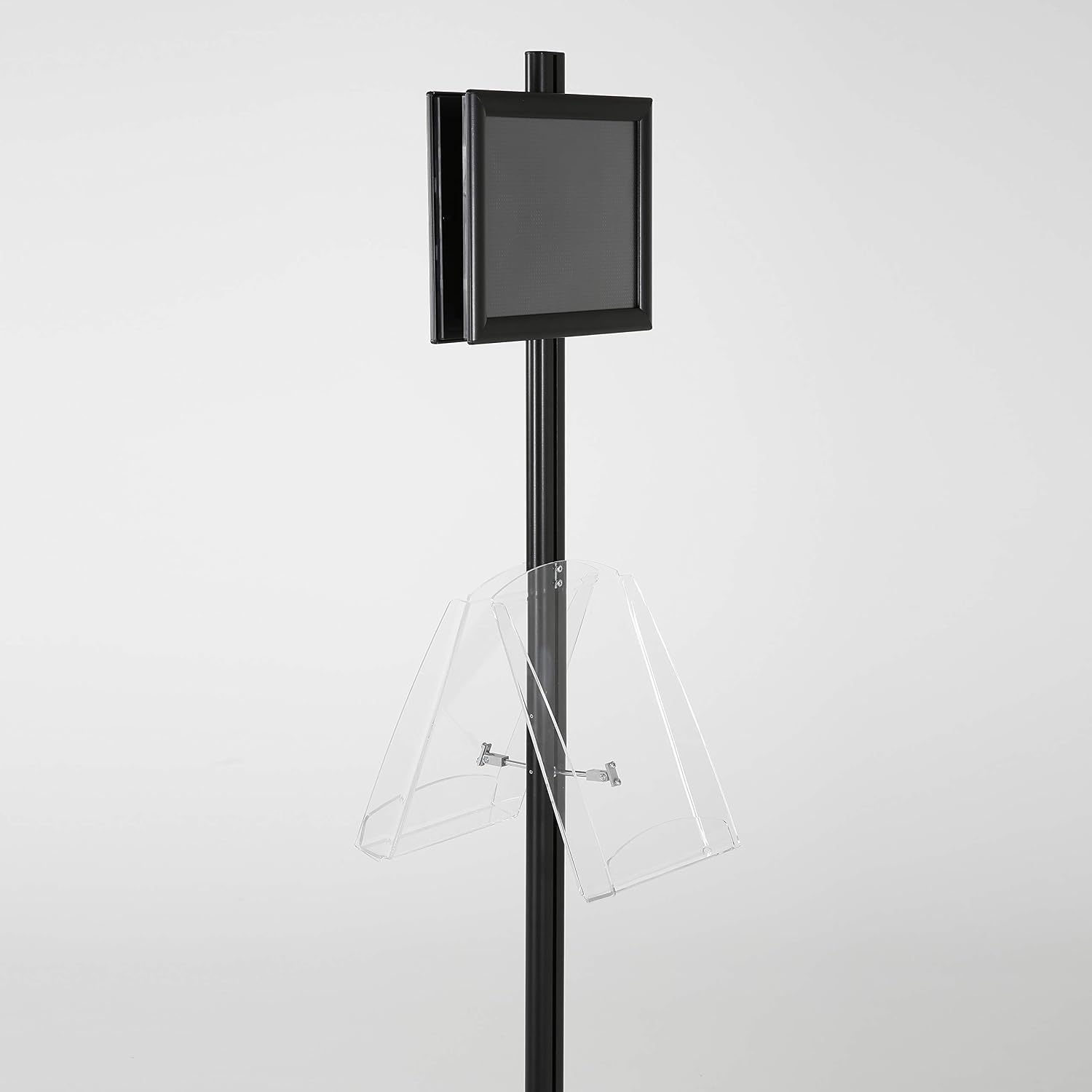M&T Displays Free Standing Aluminum Display Stand Double Sided Document Brochure Sign Holder Front Loading Portrait Landscape Black Snap Frame 2x(8.5x11) and Clear Acrylic Shelf... - Image 6