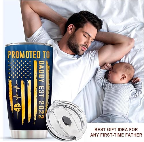 Miniatura 2 de Vaso de 20 onzas con aislamiento duradero de acero inoxidable para el Día del Padre Promoted To Daddy 2023, para acampar o viajar, con aislamiento