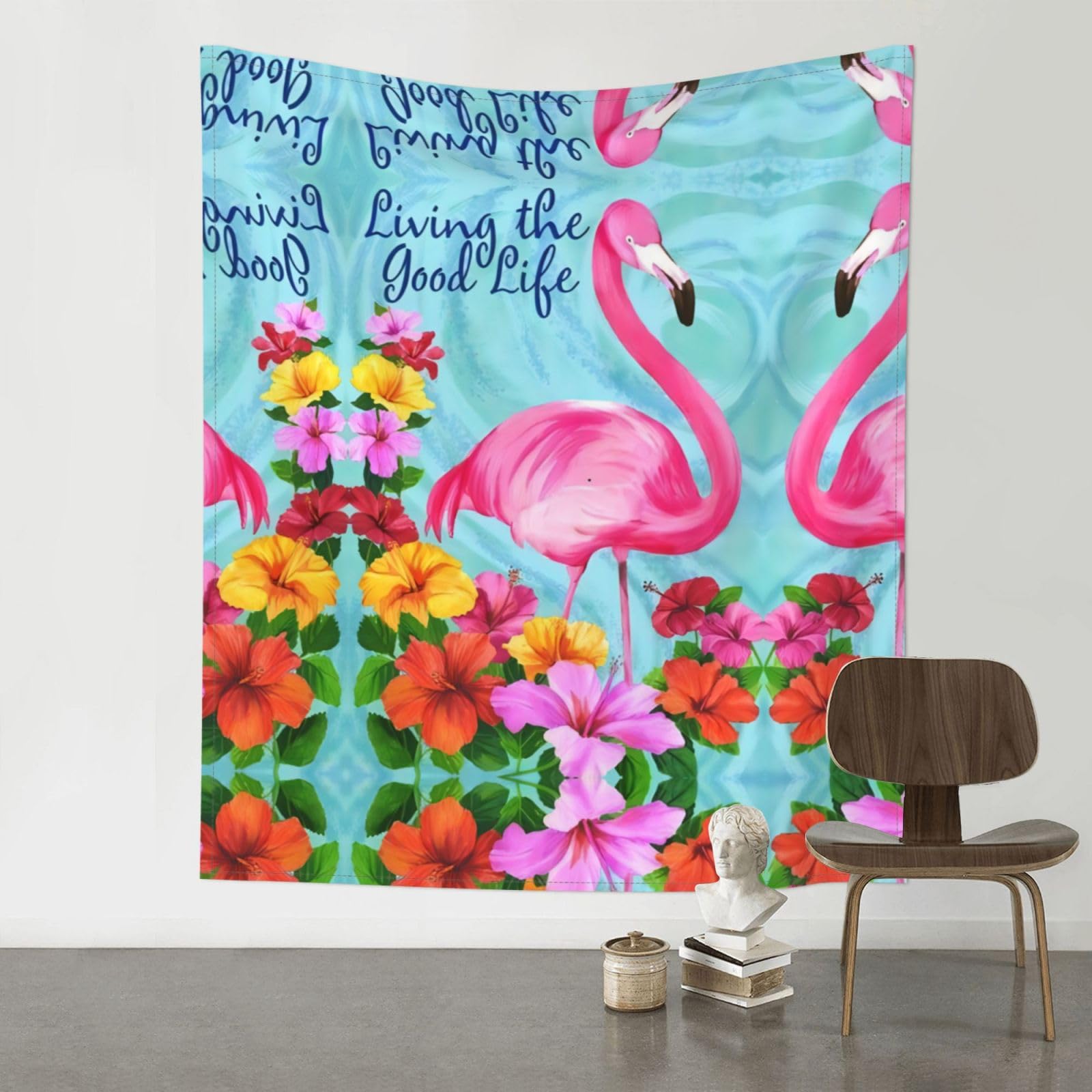 YYHWHJDE Flamingo Flowers Prints Wall Tapestry 60x51in - High-Grade Polyester Throw for Dorm Room Decor, Beach Blankets & Home Accent