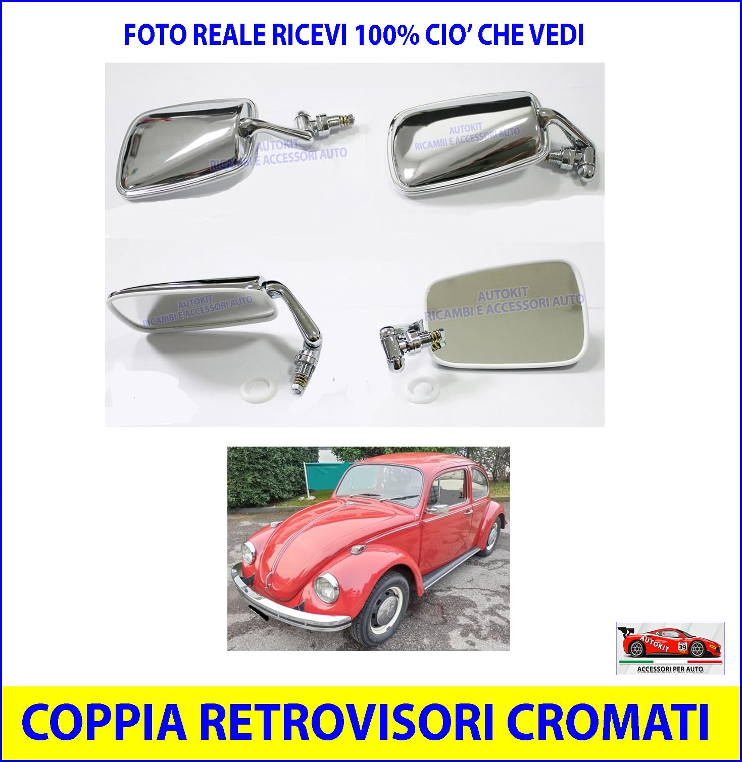 COPPIA Specchietti Retrovisori Laterali DX e SX Specifici per Maggiolino - MAGGIOLONE D'EPOCA prodotte dal 1938 al 2003-802133 - 802134