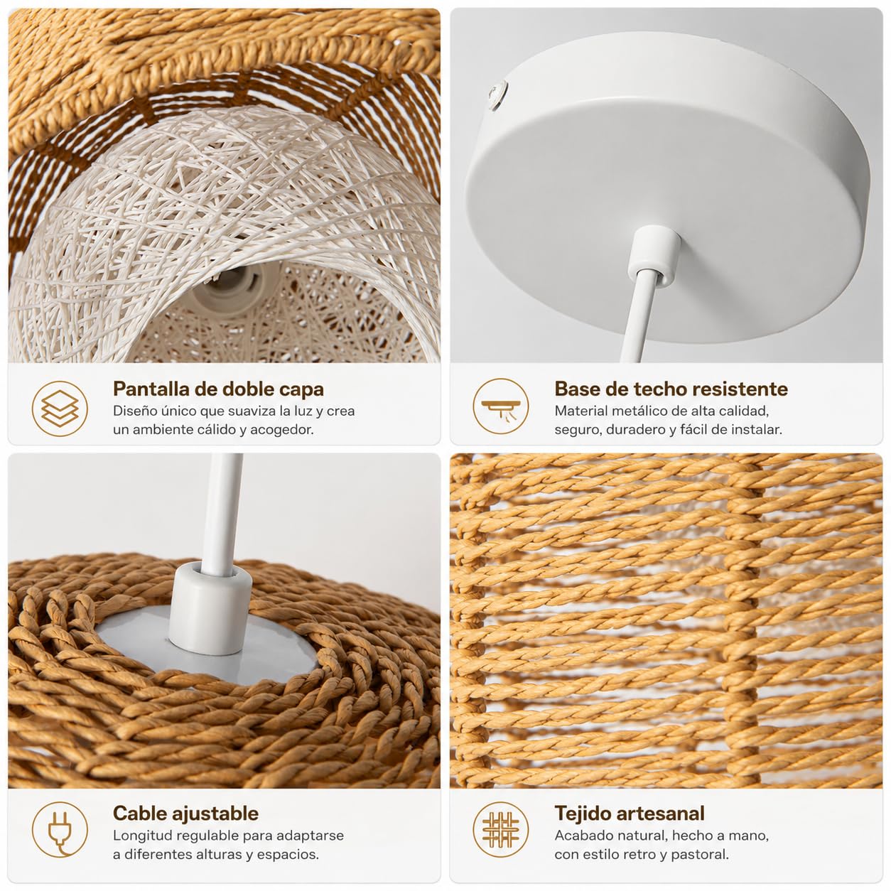 Alpinaluz Lampa Wisząca E27 Pleciony Papier Odcień Juty 2 Warstwy Ø32 cm