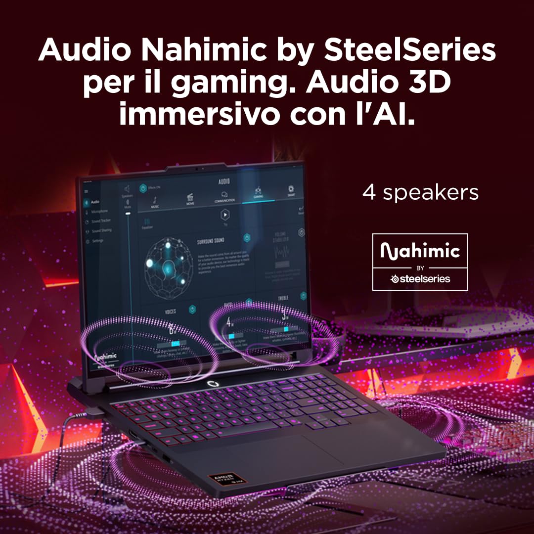 Lenovo Legion Pro 7 Gaming AI Laptop - Display OLED 16" WQXGA 240Hz, NVIDIA GeForce RTX 5080, AMD R9 9955HX3D, RAM 32GB DDR5, SSD 2TB, Windows 11, Tastiera RGB QWERTY, 3 mesi GamePass