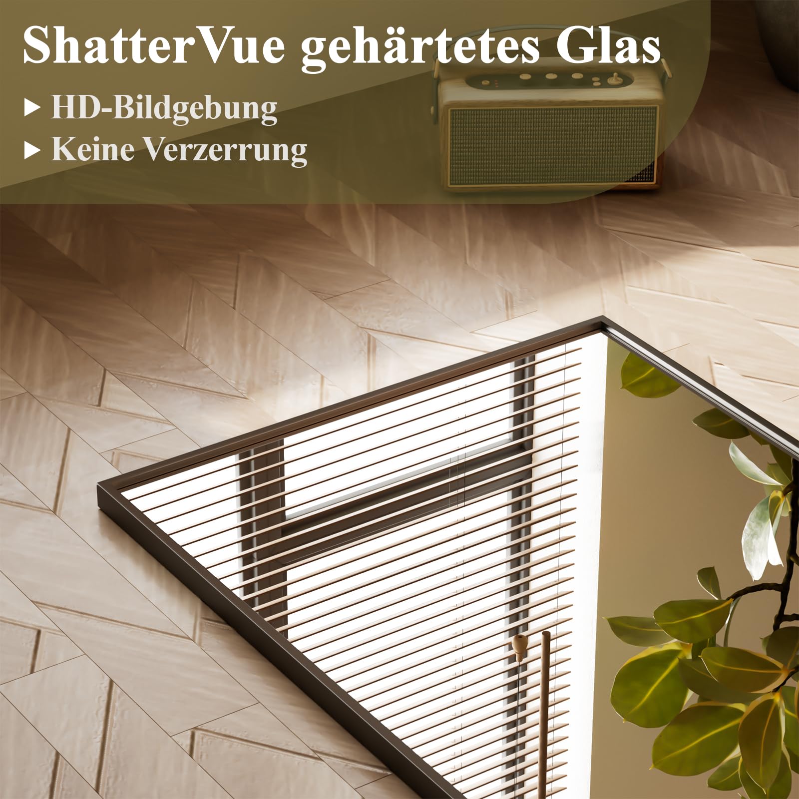BEAUTYPEAK 76x51cm Rechteckiger Wandspiegel, Badezimmerspiegel mit schwarzem Aluminiumrahmen, Bruchsicherer Wandspiegel für Bad, Schlafzimmer, Wohnzimmer, Rectangular Bathroom Mirror