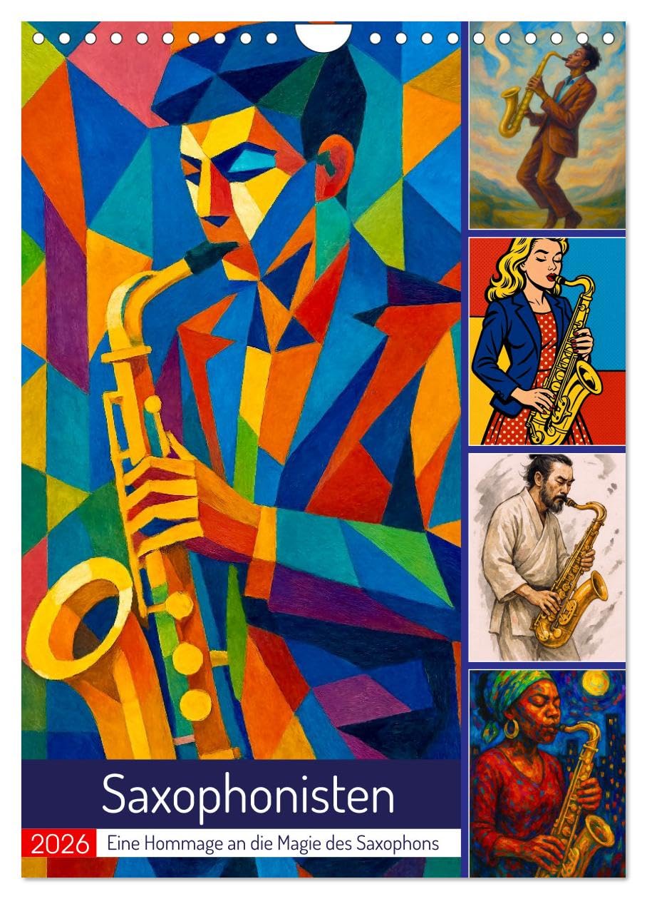 Saxophonists. A tribute to the magic of the saxophone UK-Version (Wall Calendar 2026 DIN A4 Portrait), CALVENDO 12 Month Wall Calendar — image 1