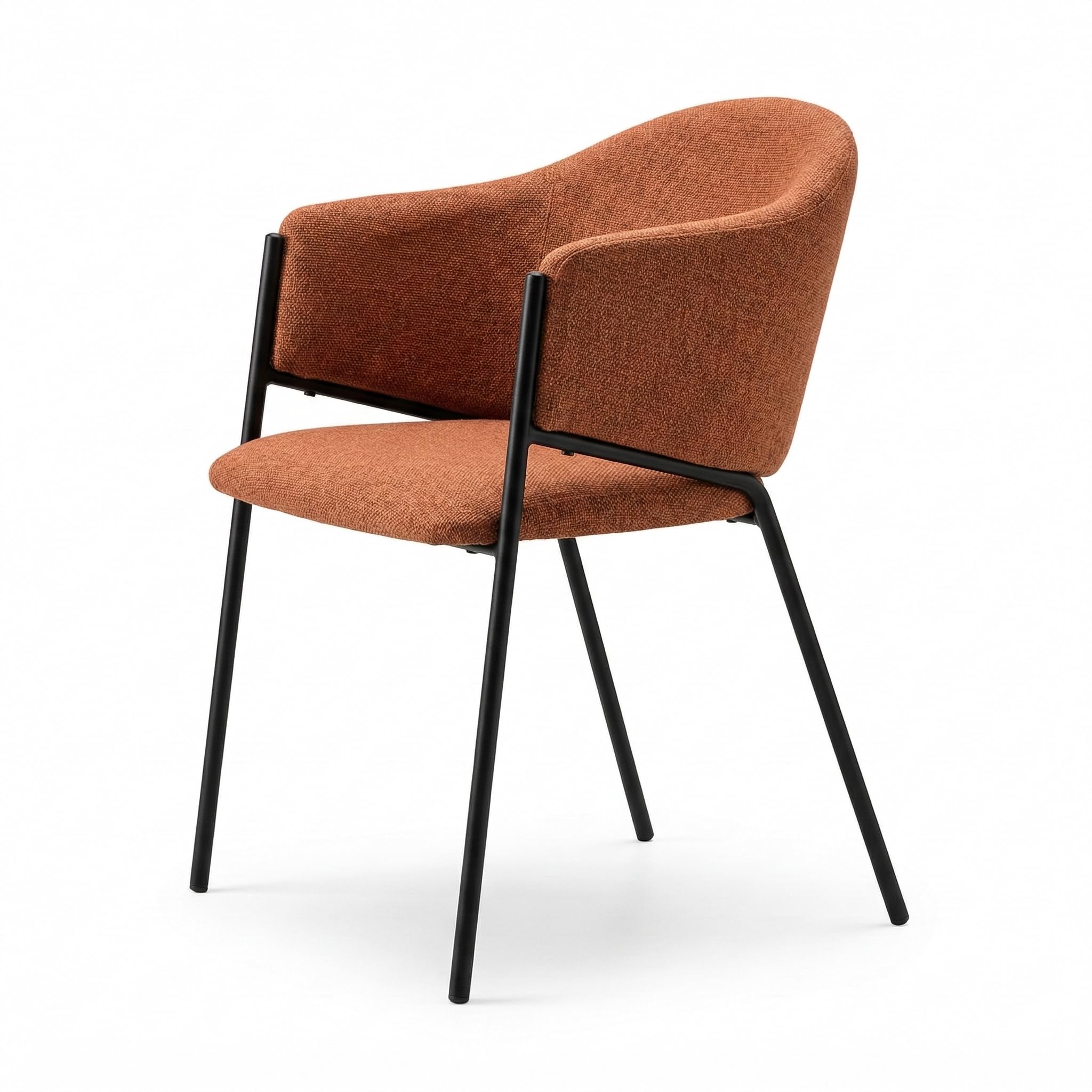 Cribel LUNIA Set di 2 Poltrone Moderne Imbottite Ruggine in Tessuto Aragon, Schienale Avvolgente con Braccioli Integrati e Gambe Nere in Metallo 52x60x78 cm
