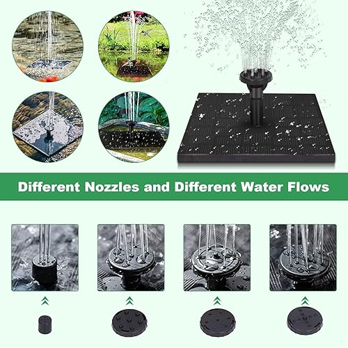 Miniatura 9 de Plplaaoo Bomba de fuente de baño solar para pájaros, fuente flotante para pájaros de energía solar y estanque de jardín con panel de silicio