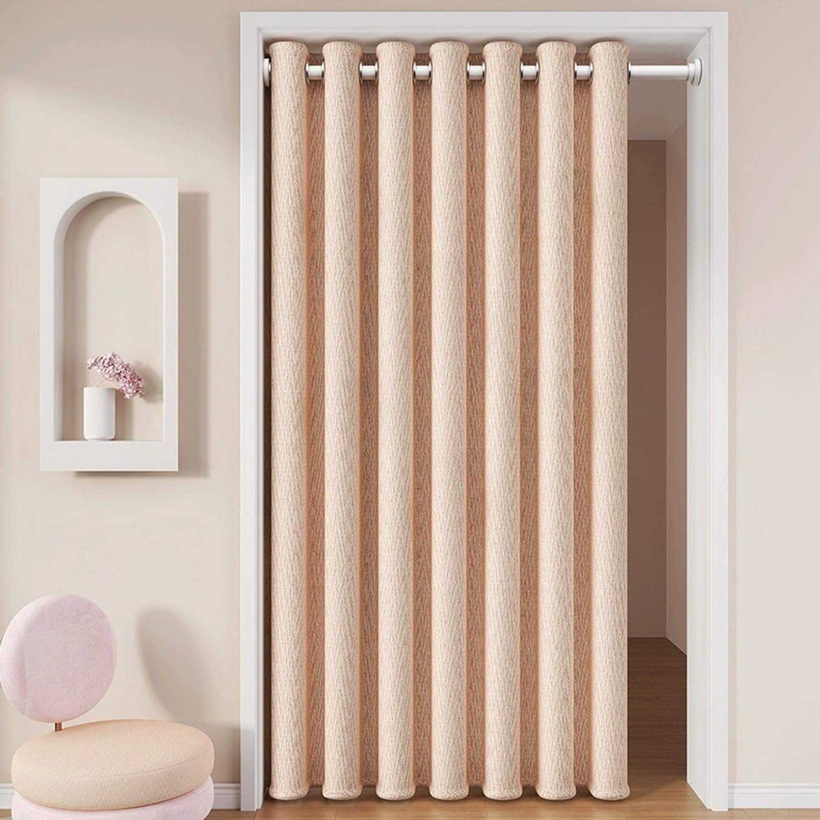 Tenda oscurante per porta, 300 g/m², 100% isolamento termico, insonorizzata e antivento, resistente alle pieghe, moderna, per patio, soggiorno, camera da letto e cucina