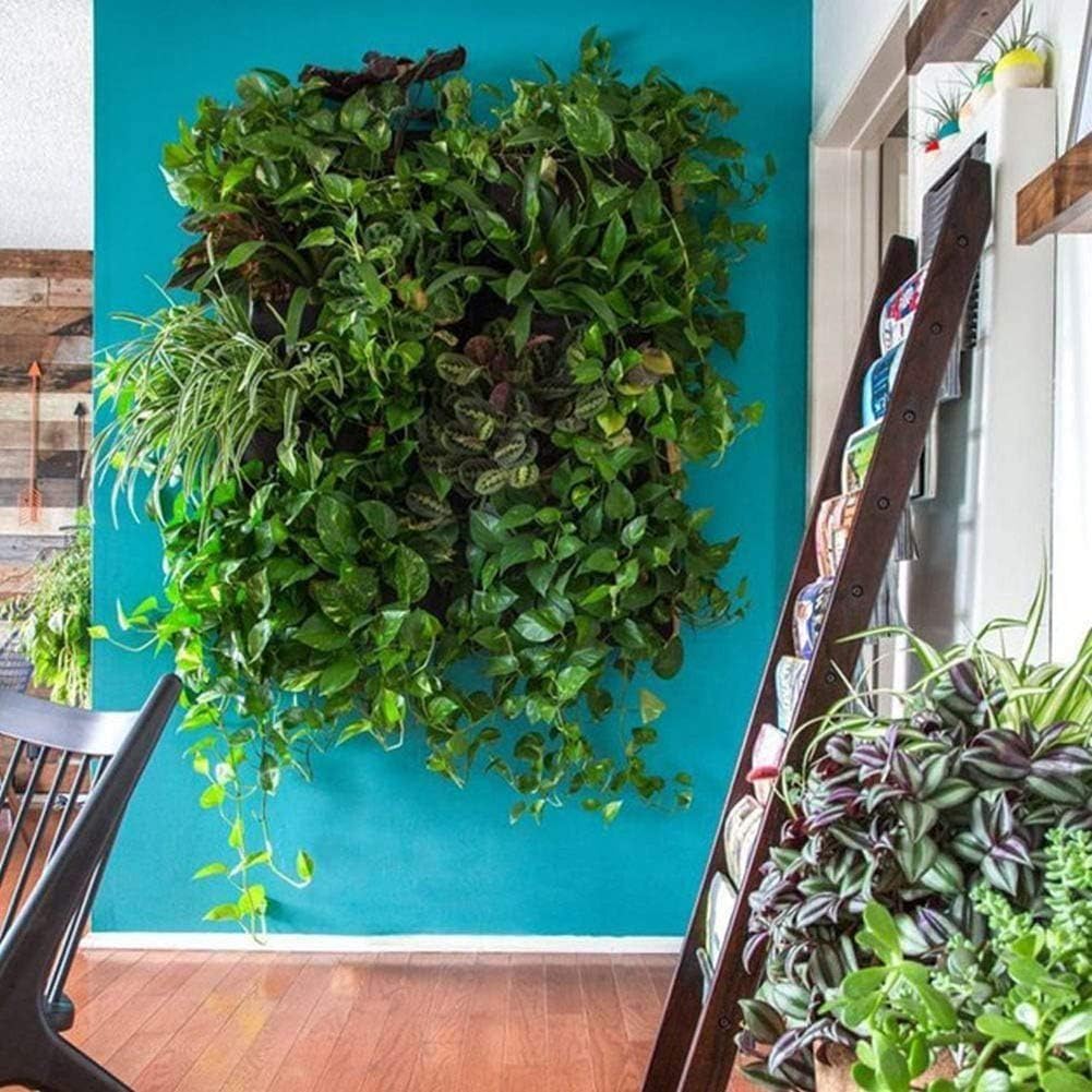 Tyenaza Bolsa Jardin Vertical, 36 Bolsillos Bolsas para Plantas de Pared, Bolsa Fieltro Jardin Vertical para Colgante Pared, para Uso en Interiores y Exteriores, Patio Jardín Decoración(100 x 100 CM)