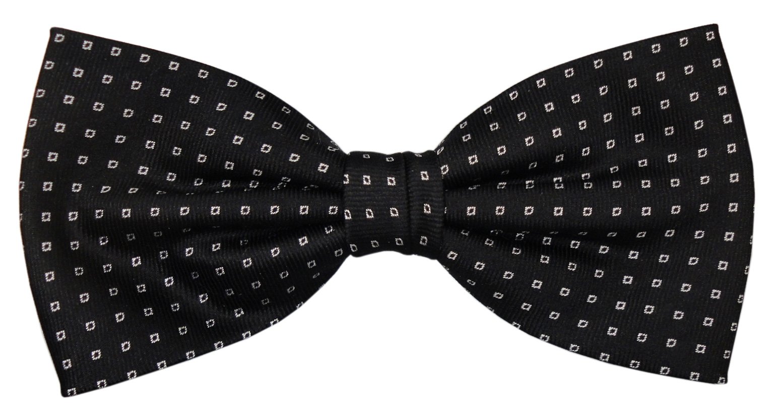 TigerTie Designer silk bow tie black silver dotted - bow tie silk