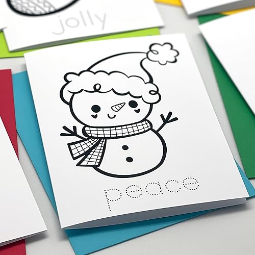 Miniatura 8 de Tarjetas para colorear juego de 6 tarjetas para que los niños coloreen y practiquen la escritura de cartas, tarjetas de felicitación para todas las